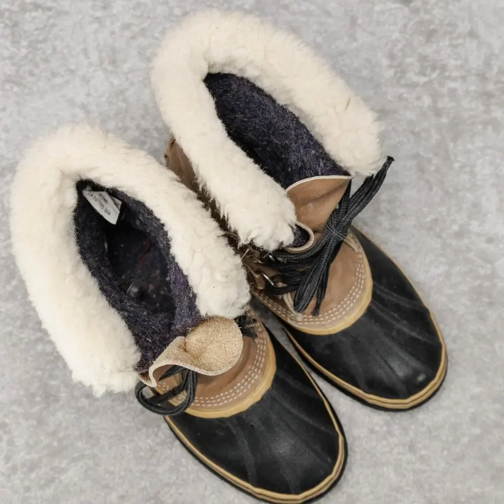 Sorel Vintage Kaufman Caribou Waterproof Winter Rubber Sherpa Boots Womens 7